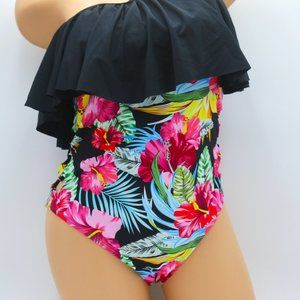 Women Swimsuit Ruffle One Piece Floral Cropped